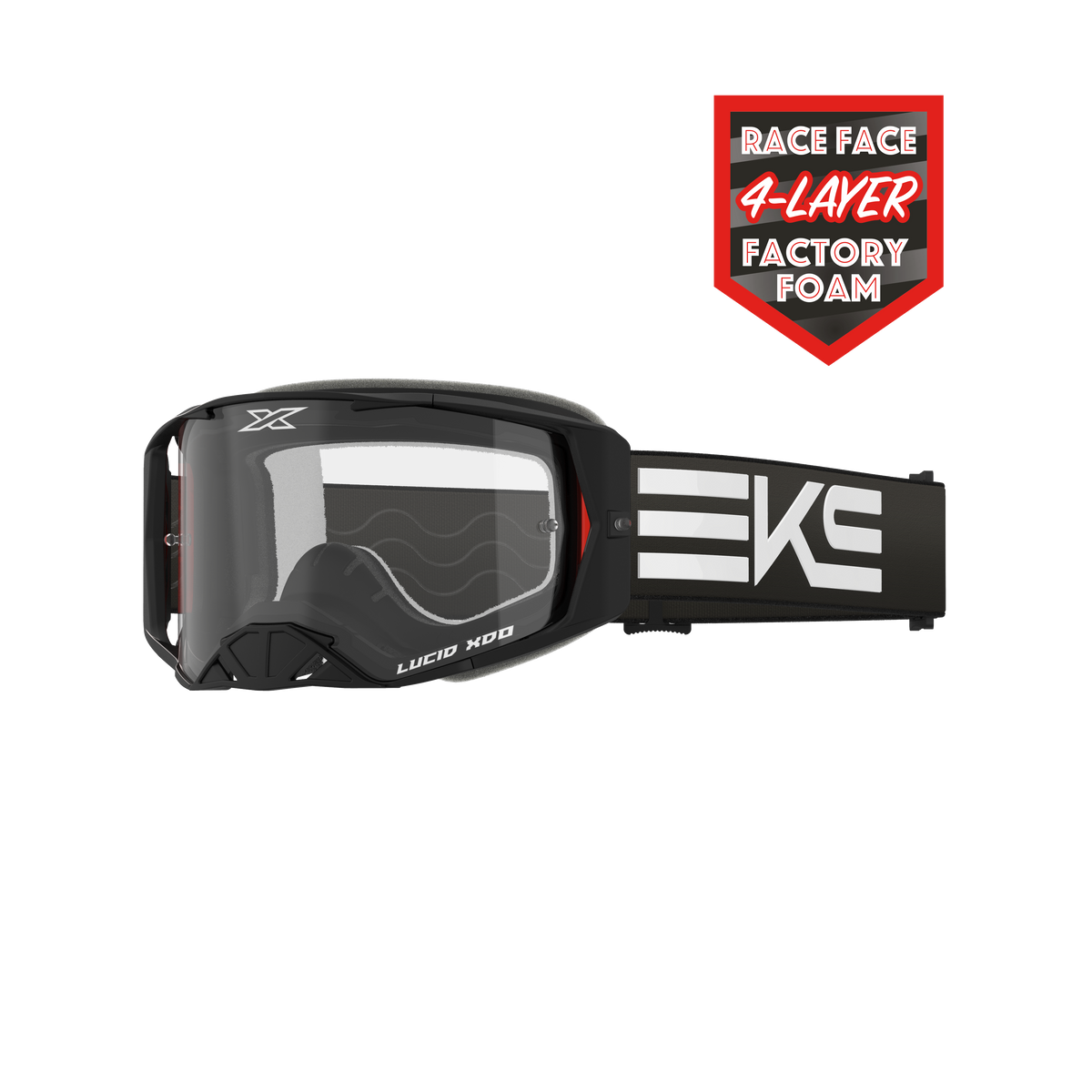 Lucid Race Face Goggle EKS Flag Black White - Clear Lens