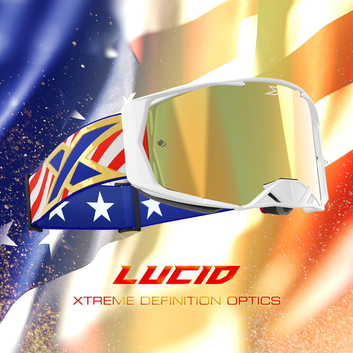 Lucid Goggle USA Stars &amp; Stripes Gold - Gold Mirror Lens