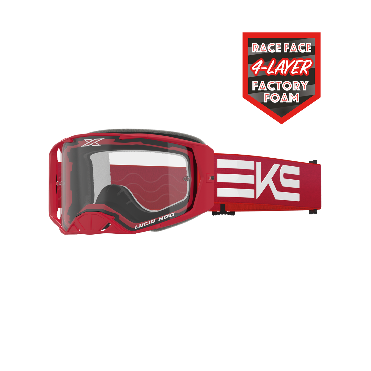 Lucid Race Face Goggle EKS Flag Red - Clear Lens