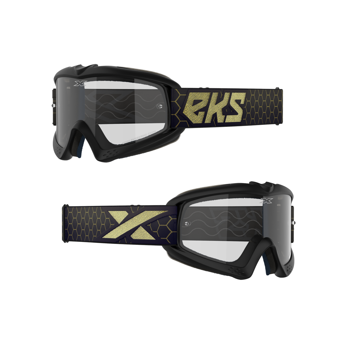 XGROM Clear Youth Goggle Black &amp; Gold Metallic
