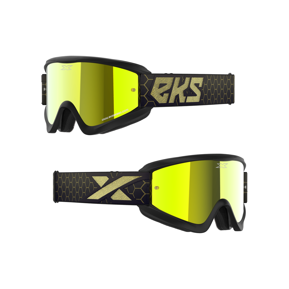 GOX Flat-Out Mirror Goggle Black, Gold Metallic - Gold Mirror Lens