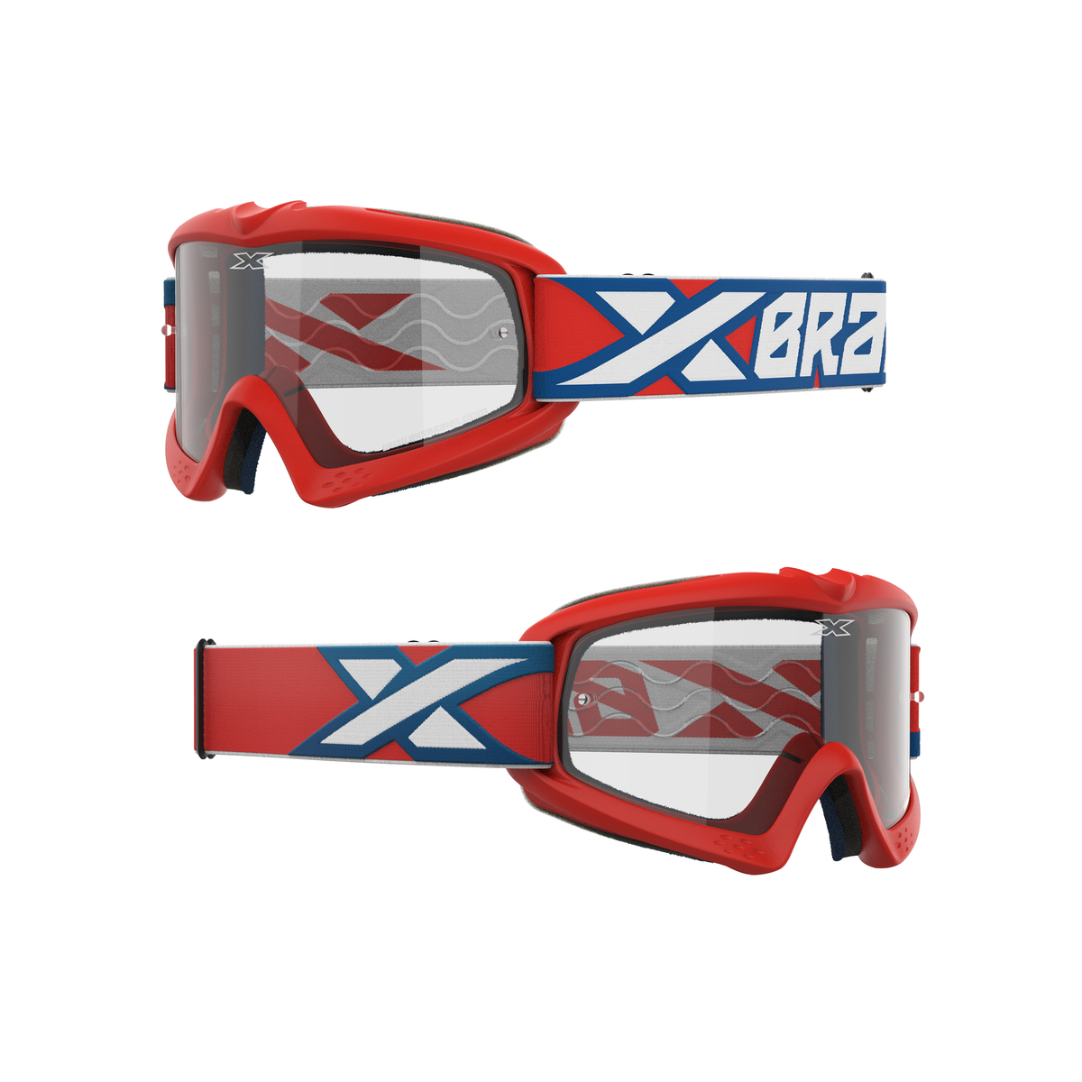 XGROM Clear Youth Goggle Red, White &amp; Blue