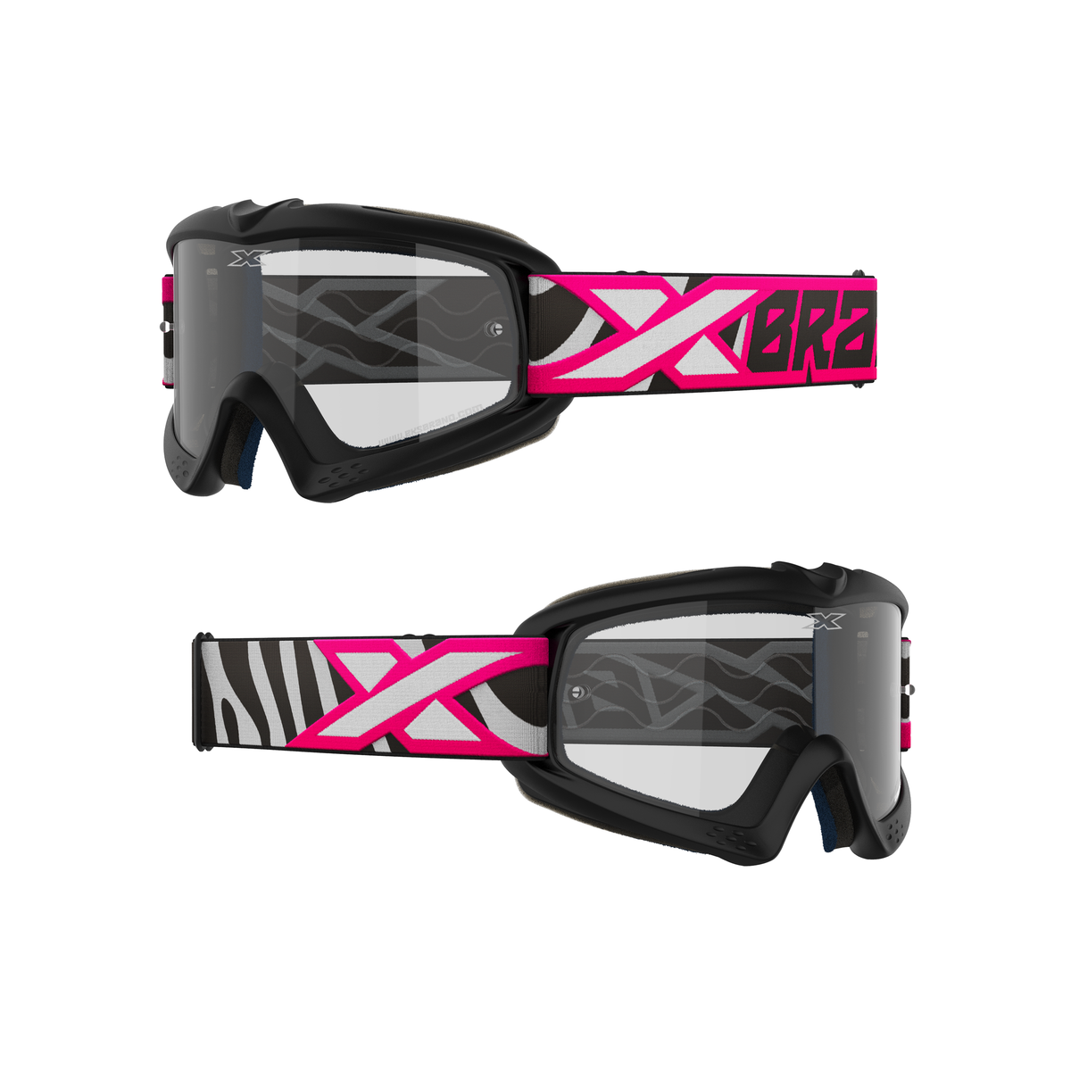 XGROM Clear Youth Goggle Flo Pink Zebra