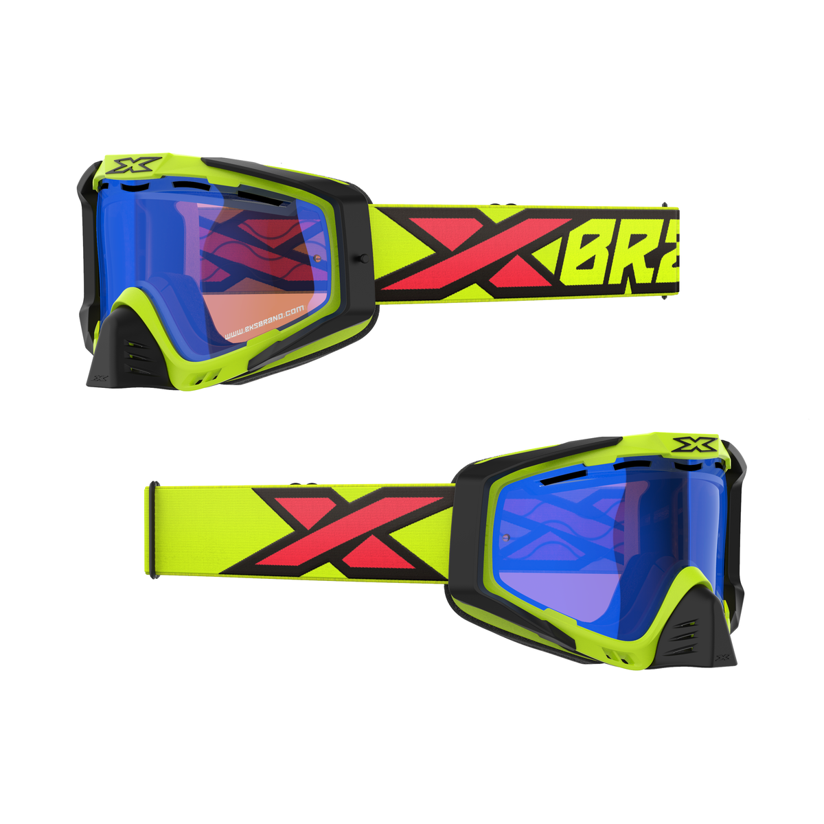 SNOW-X EKS-S Goggle Flo Yellow, Black &amp; Fire Red